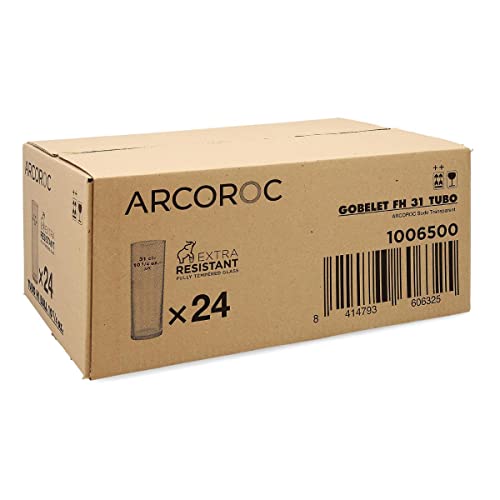 Verres Arcoroc Tube transparents 300ml en verre pour table de réception pack de 24
