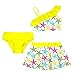 CHICTRY Costume da Bagno Bambina Estivo 3 Pezzi Tankini da Mare Canotta Top Ruffle + Gonnellino + Slip da Bagno Stampa Fiori Costumi Mare Bikini Piscina Spiaggia Swimsuit Giallo 3-4 Anni