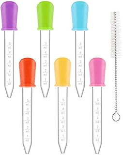 5ml Silicone Pipettes Dropper, Plastic Liquid Transfer Dispenser Pipettes with Clean Brush for Candy Gummy Molds, Pet, Plant