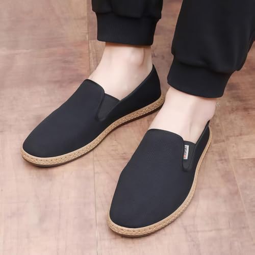 Men's Canvas Loafers Slip On Shoes Casual Cloth Driver Shoes Leisure Fashion Wide Easy to Put On and Take Off Comfortable4