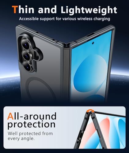 Image of FNTCASE for Samsung Galaxy Z Fold7 Case: [Fit for Magsafe] [Screen Protector] Magnetic Translucent Matte, Military Grade Drop Protection, Shockproof Protective for Fold 7 Phone Cover (Black 8.0 inch)