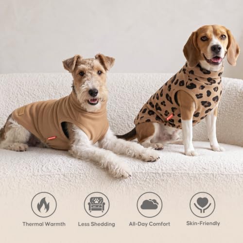 Image of KYEESE 2Pack Dog Sweater for Large Dogs Fleece Sweatshirt, Khaki Leopard