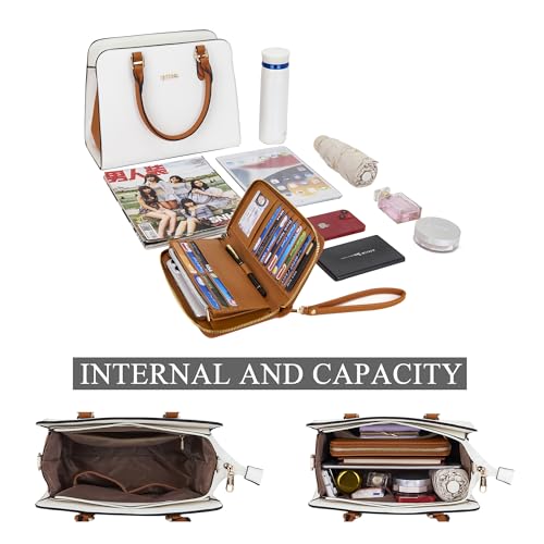 Image of Qiyuer Satchel Purses For Women Handbag And Wallet Set Tote Bag | Premium Vegan Leather,Matching Wallet,RFID Blocking,Work,Casual