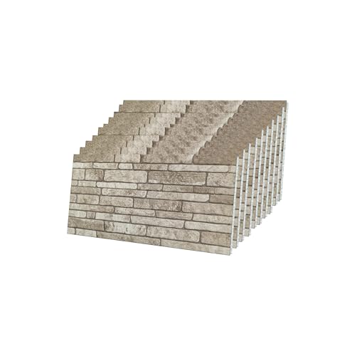 IZODEKOR 3D Wandpaneele Ziegeloptik Wandverkleidung Decke Fliesen Indoor & Outdoor DIY Küche Bad Schlafzimmer Steinoptik | Cream Dream, 10 Stück