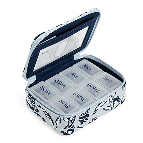 Vera Bradley Women's Cotton Travel Pill Organizer, Perennials Gray - Recycled Cotton, One Size