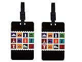 ORB Travel-PT207-Landmark-Multi-Colour- 2-Pack Luggage Name Tags ID Label Set of 2 Tags Business Card Suitcase Label