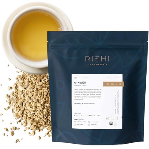 Rishi Tea Ginger Herbal Tea - Organic, Caffeine Free Loose Leaf, ...