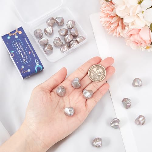 SUNNYCLUE 1 Box About 30Pcs Gray Plastic Beads Bulk Imitation Pearls Bead Big Large Baroque Pearl Loose Pearls Charms for jewellery Making Beads Assortments DIY Crafts Necklace Bracelet Earring Women - Image 3