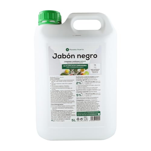 PLANETA HUERTO | Jabón Potásico Negro 5 L | Insecticida Ecológico y Limpiador Agrícola Multiusos | Anti Pulgón, Mosca Blanca y Araña Roja | Apto para Agricultura Biodinámica y Huerto