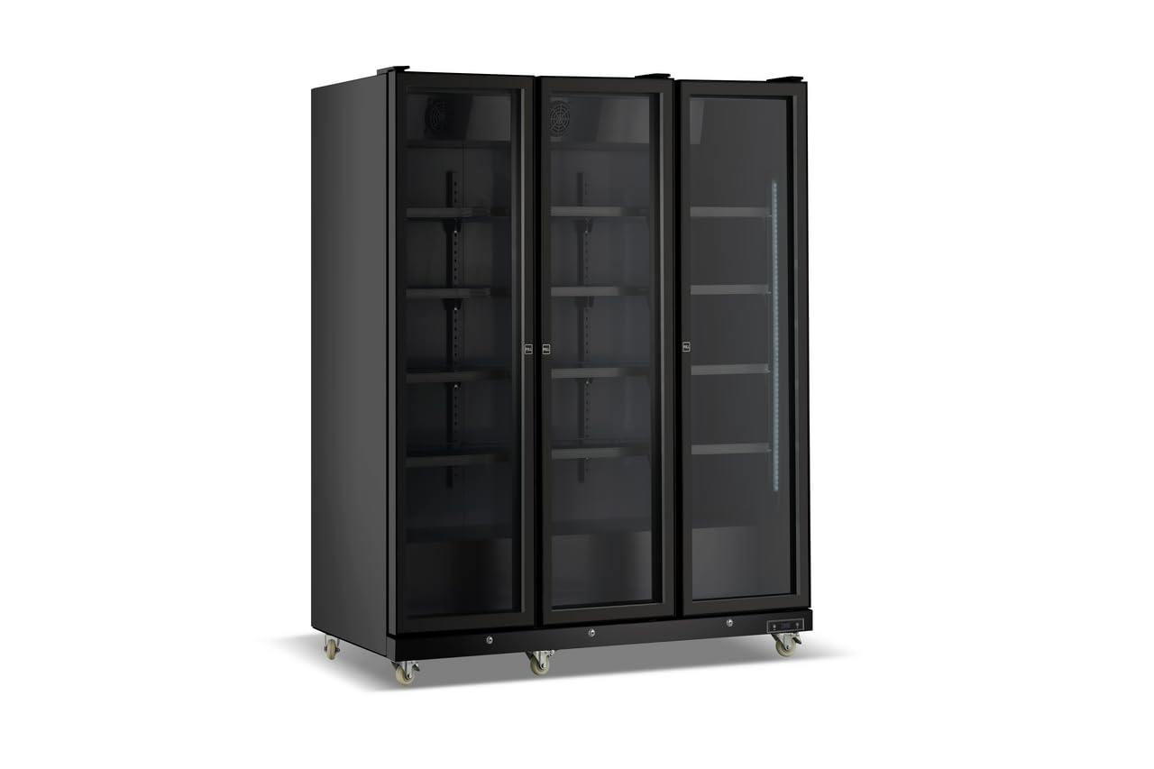 METRO Professional GSC11500B Réfrigérateur à Boissons 1344 L Noir | 3 Portes Vitrées, 8 Étagères Réglables, Éclairage LED Intérieur, Dégivrage Automatique, Classe Énergétique C