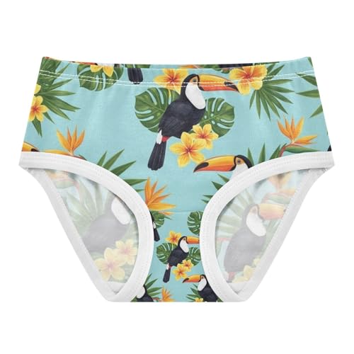 Tropical Toucans Undies for Toddler Girls, Girls Cotton Underwear, 2T–8 Years
