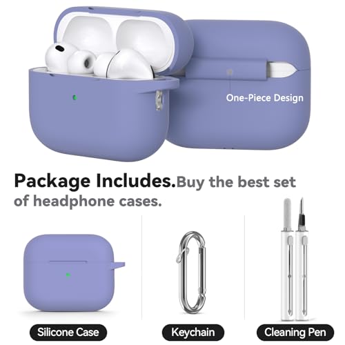 Image of Ljusmicker for AirPods Pro 3 Case 2025 with Cleaner Kit,Soft Silicone Protective Cover for Apple AirPods Pro 3rd Generation Cases for Women Men,for AirPod Pro 3 Cover with Keychain-Lavender
