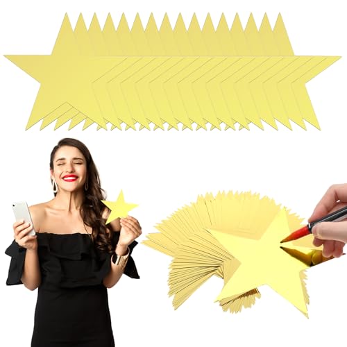 Nogeqi 40 Recortes De Estrellas Doradas De Papel De Estrella De Papel Brillante con Cinco Estrellas Recortadas De Cartón para Colgar Estrellas para Bodas, Accesorios De Fiesta, 15cm/5,91 Pulgadas