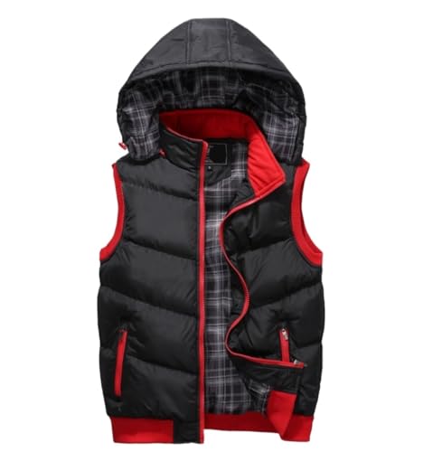 Chaleco Abrigador Chaleco Ligero For Hombre Con Capucha, Chaqueta Sin Mangas For Viajes Y Correr Cazadora Acolchada(Black,5XL)