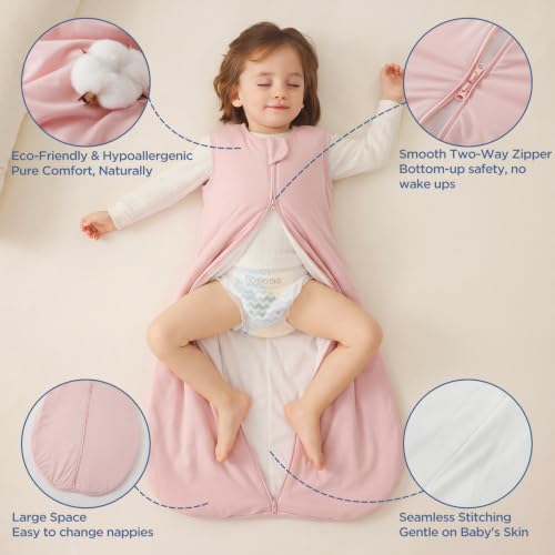 Image of Duomiaomiao 2 Pack Buttery Soft Wearable Blanket Rayon Made from Bamboo Baby Sleep Sack 18-36 Months 1.0 TOG, Premium Baby Sleeping Bag 2-Way Zipper for Babies