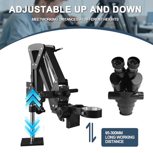 Image of Jewelry Microscope with Handle, 7X-45X Magnification with Multi-Directional Spring Stand, 0.5X Barlow Lens, Jewelers Microscope for Jewelry Engraving Setting Making