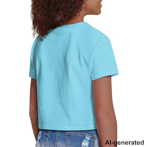 Image of Cute Crop Tops for Girls Short Sleeve Summer T Shirts Fashion Graphic Tees Crew Neck Pullover Tee 5-14 Years