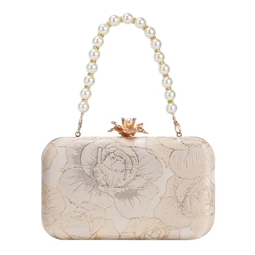 Image of Womens Vintage Floral Embroidery Clutch Evening Handbag Shoulder Bags Purse for Wedding Party Prom