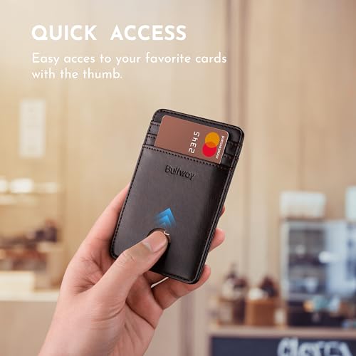 Image of Buffway Mens Slim Wallet, Minimalist Thin Front Pocket Leather Credit Card Holder with RFID Blocking for Work Travel | Minimalist