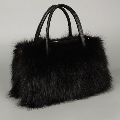Winter Furry Handbag Soft Faux Fur Leather Bag Lightweight Travel Bag Cute Women's Shaggy Purse4