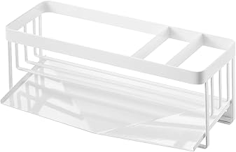 Yamazaki 5016 Water Flow Sponge & Bottle Holder, White, Approx. W 9.8 x D 3.9 x H 3.7 inches (25 x 10 x 9.5 cm), Tower, Sponge Rack, Drainer Function