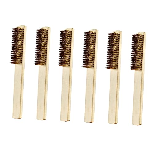 MUCKLILY 6pcs Rust Removal Wire Brush Set Wire Brush for Drill Wooden Handle Cleaning Tool Non-Rusting for Polishing