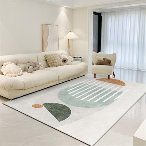 Tapis chambre lavable gris bleu 140x200cm plat rayures modernes - 2