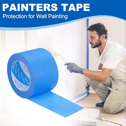 Image of PATIKIL Painters Tape 3 Inch x 55 Yards, Adhesive Masking Tape Blue Paint Tapes for Wall Painting DIY Artist Craft Arts Decoration Labeling