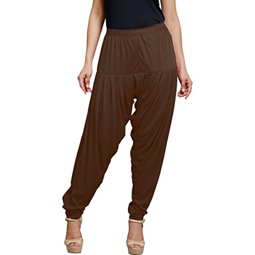 Women's Cotton Spandex Patiala Pants – Stretchable Ethnic Bottom Wear with Pleats for Casual & Traditional Outfits (Mocha Brown)