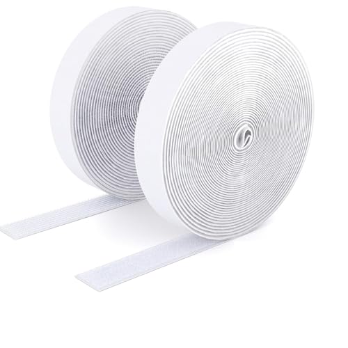 Image of WGLILO 1 Inch x 30 Feet Hook and Loop Strips with Adhesive, Double Sided Nylon Self Adhesive Tape for Home Office School and Crafting, Prevent Sofa Cushions, Mats, Mattresses from Sliding, White