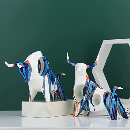 Estatua de Toro de Resina Pintada para Decoración miniatura 5