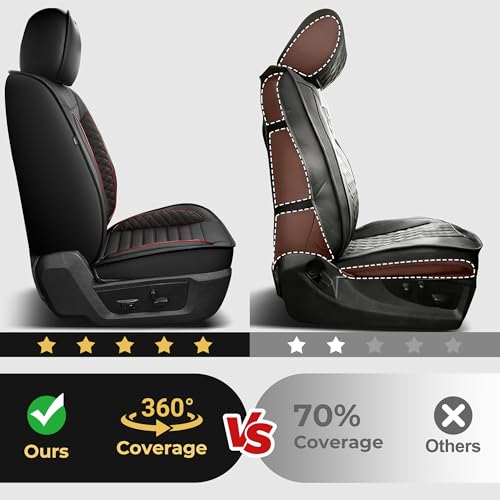 Image of Custom For Dodge Ram 1500 Seat Covers 2500 3500 2026 2025 -2002 Full Set | Truck Seat Covers Premium Leather Quad Crew Cab Big Horn Laramie Tradesman Limited Curved Bench(5 Seat,Black)