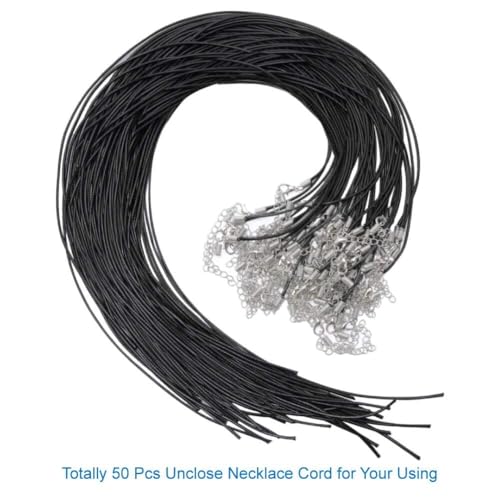 Selizo 50Pcs Necklace Cord Black Waxed Cotton Cord for Necklace Making and Bracelet Making3