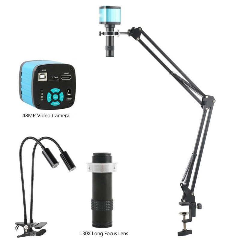 Microscope 48MP 4K 1080P USB Digital Video Microscope Camera 130X C-Mount Industrial Microscopio(48MP 51cm B Set)