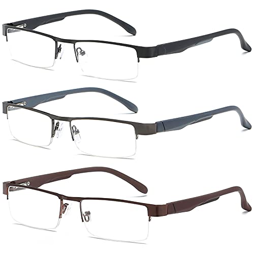 VEVESMUNDO Herren Lesebrillen Metall Schmal Halbrand Damen Lesehilfe Sehhilfen Brille +1.0,+1.5,+2.0,+2.5+,3.0,+3.5,+4.0