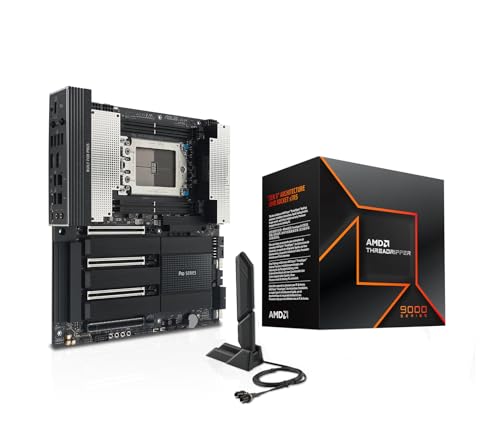 Image of MICRO CENTER AMD Ryzen Threadripper 9970X CPU Processor with ASUS Pro WS TRX50-SAGE WiFi A sTR5 CEB Workstation Motherboard (Robust 20 Power-Stage Design, USB4, Multi-GPU Support)