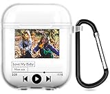 Funda personalizada para Airpods con foto y texto, estilo de música clásica, funda de TPU suave personalizada para Airpods 1 y 2 (mate semitransparente)