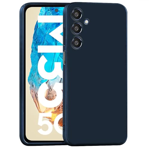 Amazon Brand- Solimo Basic Case for Samsung Galaxy M35 5G (Silicone_Deep Blue)- Best and cheap mobile covers in India