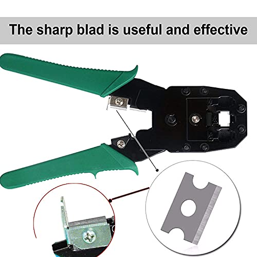 Image of 3-in-1 RJ45 RJ12 RJ11 Crimping Tool with Cutter & Stripper - Heavy Duty Ethernet LAN Cable Crimper for CAT5 /CAT5e /CAT6 UTP Network Wires (Black-Green)