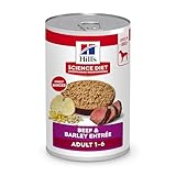 Hill's Science Diet Adult 1-6, Adult 1-6 Premium Nutrition, Wet Dog Food, Beef & Barley Loaf, 13 oz Can, Case of 12
