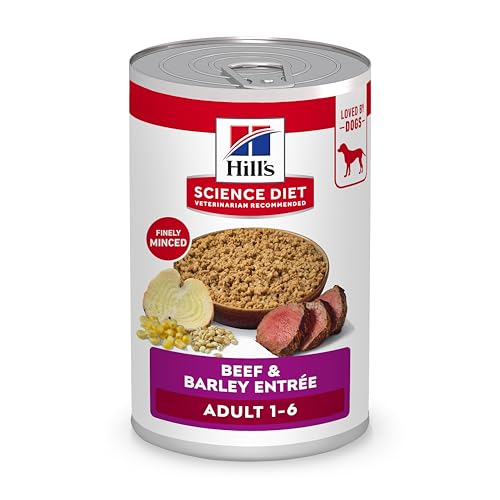 Hill's Science Diet Adult 1-6, Adult 1-6 Premium Nutrition, Wet Dog Food, Beef & Barley Loaf, 13 oz Can, Case of 12