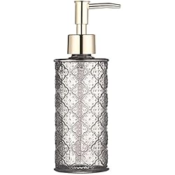 Dosificador Jabon Vintage YunNasi Dispensador de Jabón Líquido Dosificador de Jabón Hecho de Vidrio para Detergente para Platos, Loción de Champú, Encimera de Baño, Cocina, Lavadero (Gris)