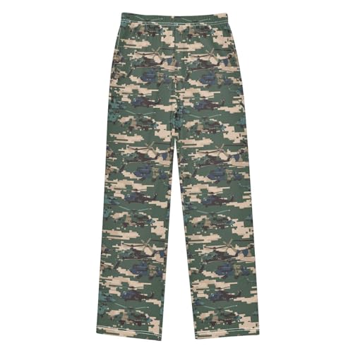 Pajama Bottoms, Camouflage Helicopters Pajamas Pant Lounge Wear Sleep Long Pants Casual Sleepwear PJS