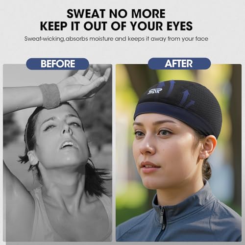 SUNMECI 2 Pcs Cooling Breathable Mesh Skull Cap for Men Women Lightweight Quick Dry Cycling Moto Helmet Hard Hat Liner3