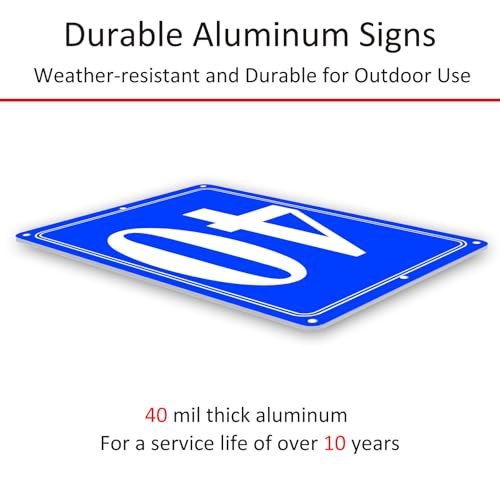 Image of Premium Aluminum Number Signs 40, Metal 12 inch X 8 inch Blue Numbered Signs Outdoor for Parking Lots, Floor, Dock, Court, Aisle, Field, High Visibility, No Fade, Weather-resistant