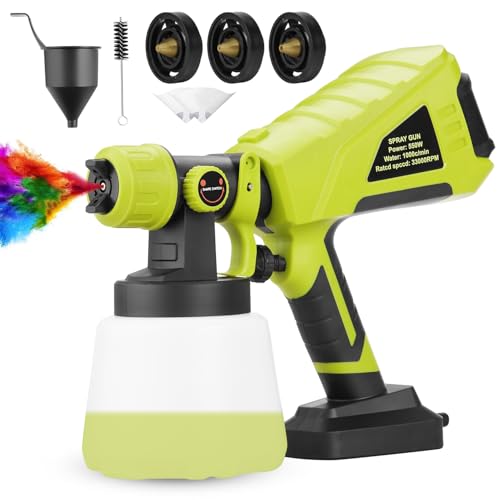 Paint Sprayer, DEWINNER 550W Electric Paint Spray Gun with Detachable Tank Max 1000ml/min, 3 Spray Patterns,3 Nozzle Sizes for Fence, Cabinet, Home Painting