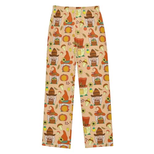 Honey Gnome Mushroom Boys Long Pants Soft Trousers Elastic Waist Kids Lounge Bottoms with Pockets S-XL