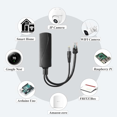 Image of PoE Splitter 2.5G 36W 12V /3A, DC 5.5 * 2.1mm Plug PoE to DC 12V /3A Output, 2.5G Ethernet Comply IEEE802.3bt, Plug and Play (PS5712BG) (Pack of 2)