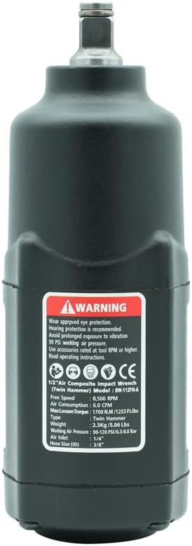 BESWELL® 1/2-Inch Metal Housing Air Impact Wrench with Up to 1254 Foot-Pounds of Real Max Loosen Power-BW-112FN-A