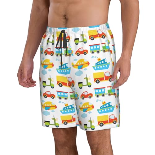 Diversified Transportation Print Mens Casual Shorts Drawstring Summer Beach Stretch Shorts Novelty Swimtrunks2